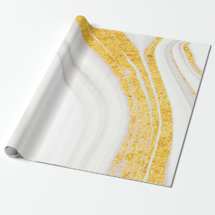 Papel De Presente Mármore Branco com brilho ouro