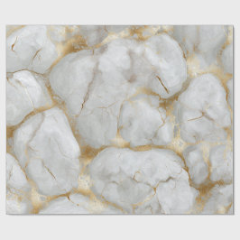 Papel De Presente Mármore Branco com Veias Douradas