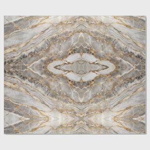 Papel De Presente Mármore Branco Dourado Rachado Moderno