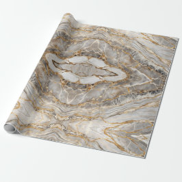 Papel De Presente Mármore Branco Dourado Rachado Moderno