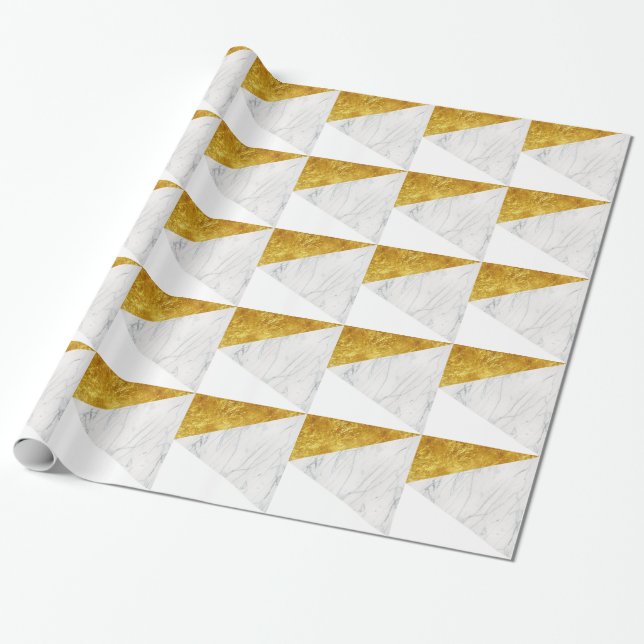 Papel De Presente Mármore branco e Dourado (Desenrolado)