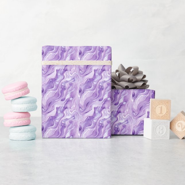 Papel De Presente Mármore Branco e Roxo (Chá de bebê)