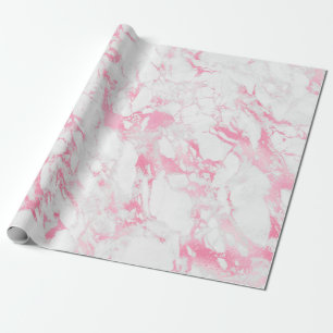 Papel De Presente Mármore Branco Rosa