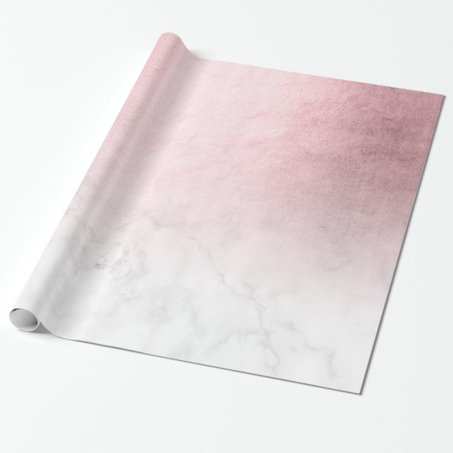 Papel De Presente Mármore branco-rosa de gradiente moderno elegante (Desenrolado)