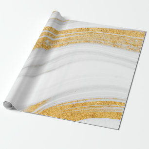 Papel De Presente Mármore Branco Trendy Cool com Textura de Brilho D