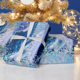Papel De Presente Mármore de Pedra Preciosa Luxuosa Azul Brilho Ágat