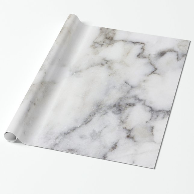 Papel De Presente Mármore Falso Branco e Cinza (Desenrolado)