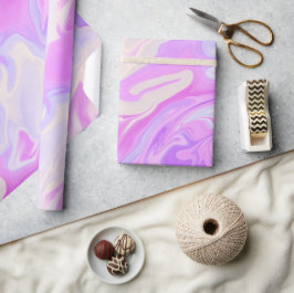 Papel De Presente Mármore Gradiente Iridescente Roxo e Rosa 