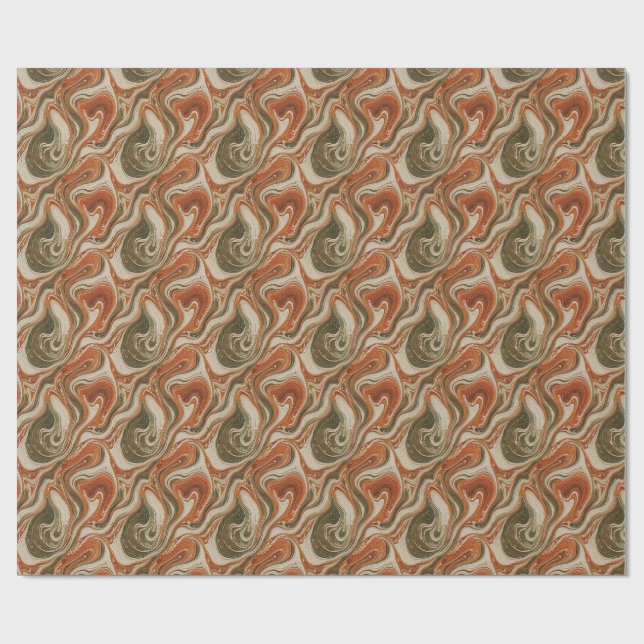 Papel De Presente Mármore Laranja Bege Verde (Aberto)