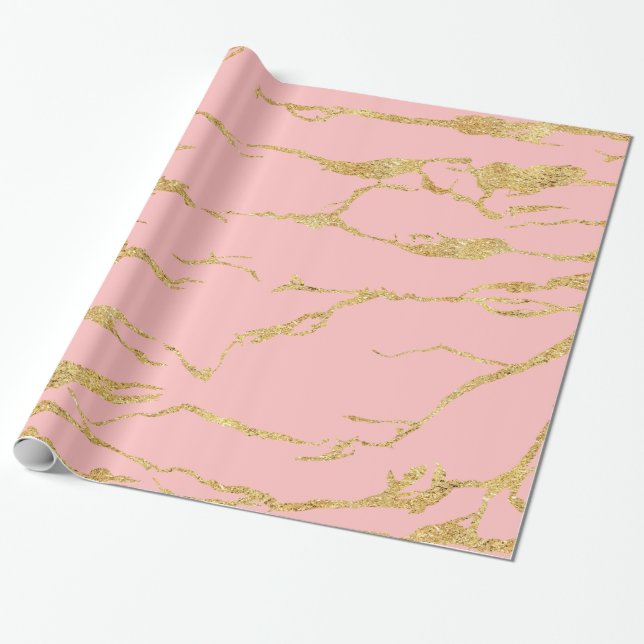 Papel De Presente Mármore moderno com ouro falso (Desenrolado)