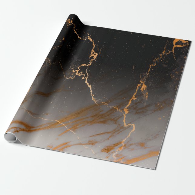 Papel De Presente Mármore Preto e Branco (Desenrolado)