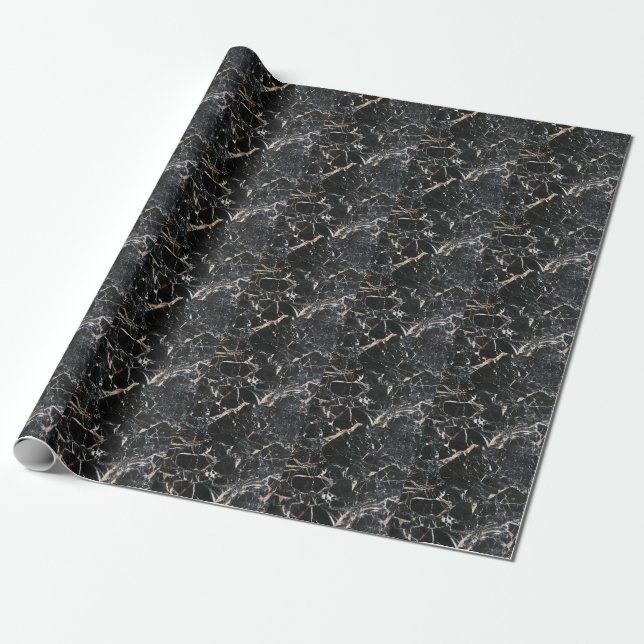 Papel De Presente Mármore preto: textura natural de abstrato. (Desenrolado)