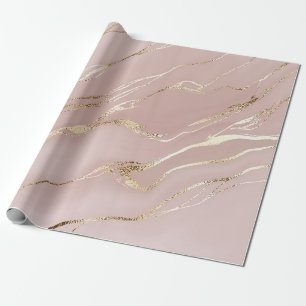 Papel De Presente Mármore rosa com veias ouros