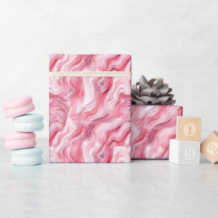 Papel De Presente Mármore Rosa e Branco