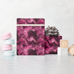 Papel De Presente Mármore Rosa Escuro e Dourado