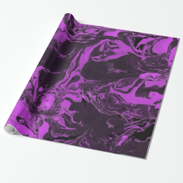 Papel De Presente Mármore roxo e preto (Desenrolado)