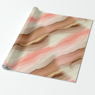 Papel De Presente Mármore Veia Dourada Terracota - Luxo Quente (2)