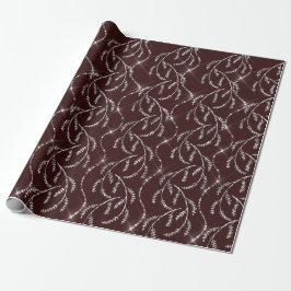 Papel De Presente Maroon Burgund Spark Laurel Floral Silver Diamante