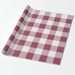 Papel De Presente Maroon e Xadrez Branca de Buffalo
