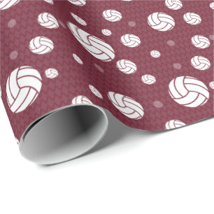 Papel De Presente Maroon Voleibol Chevron Patternado