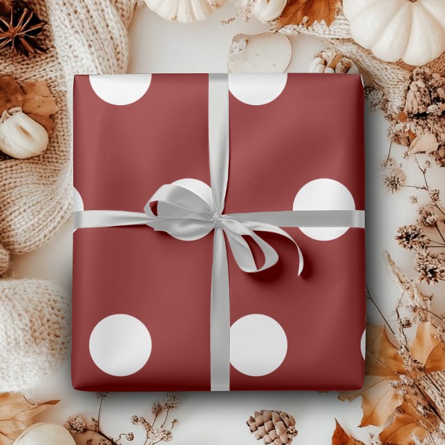 Papel De Presente Maroon White Medium Bolinhas (Criador carregado)