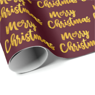 Papel De Presente Marrom Dourado de Borgonha do roteiro do Feliz
