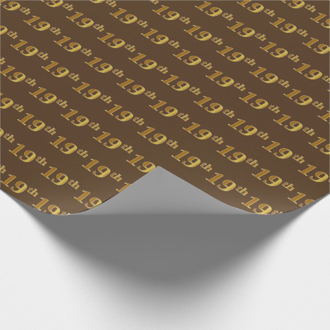 Papel De Presente Marrom, Faux Dourado 19º (19º) Evento (Ponta)