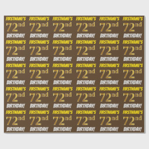 Papel De Presente Marrom, Faux/Imitação Dourado, "72º ANIVERSÁRI