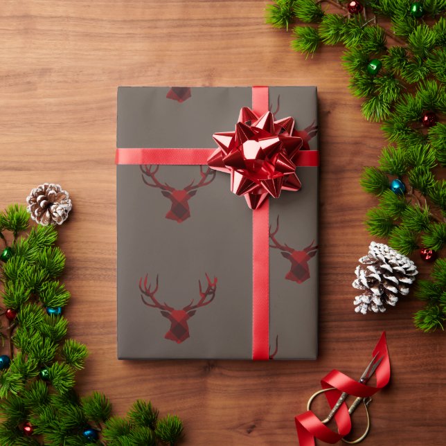 Papel De Presente Marrom rústico sólido gradiente neutro veado alce (Presente de Natal)