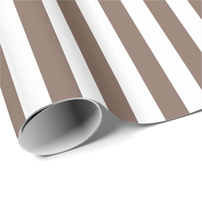 Papel De Presente Marrom Taupe/Listra Branca (Ponta do rolo)