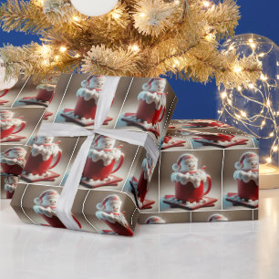 Papel De Presente Marshmallow Snowman Em Chocolate Quente