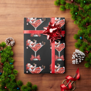 Papel De Presente Martini de Natal Bagunçado do Papai Noel Engraçado