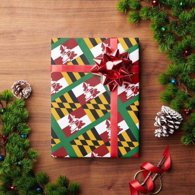 Papel De Presente Maryland Flag Merryland Christmas   (Presente de Natal)