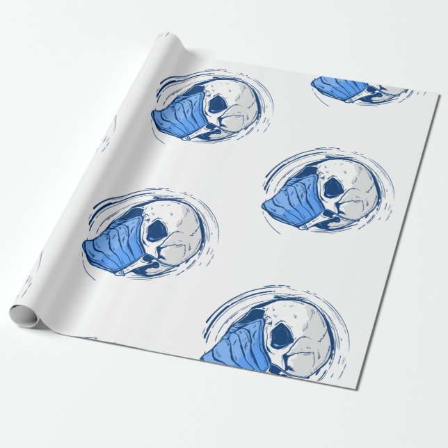 Papel De Presente máscara facial crânio gótico halloween (Desenrolado)