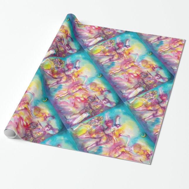 Papel De Presente MASCARADA, Mardi Gras Máscaras, Dança, Música (Desenrolado)