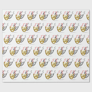 Papel De Presente Máscaras de comédia de tragédia de prata Dourad