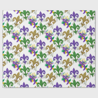 Papel De Presente Máscaras e flor de lis do Mardi Gras