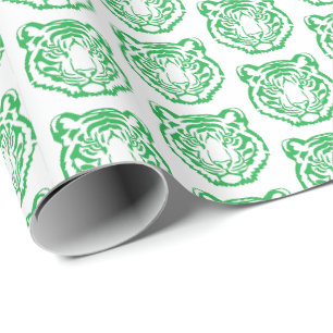 Papel De Presente Mascote do Tigre Verde Motivo Escola Graduação