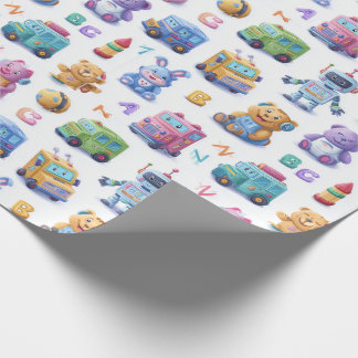 Papel De Presente Mascotes de Codificação Caprichosos Robôs Fofos En