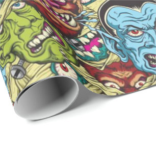 Papel De Presente Mash de Monstro de Halloween