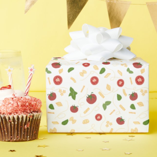 Papel De Presente Massa Vermelha Verde Tomate Manjericão  (Festa de aniversário)
