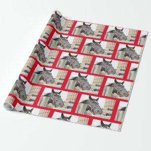 Papel De Presente Mastigação de Cavalo Bonito num Posto de Cerca
