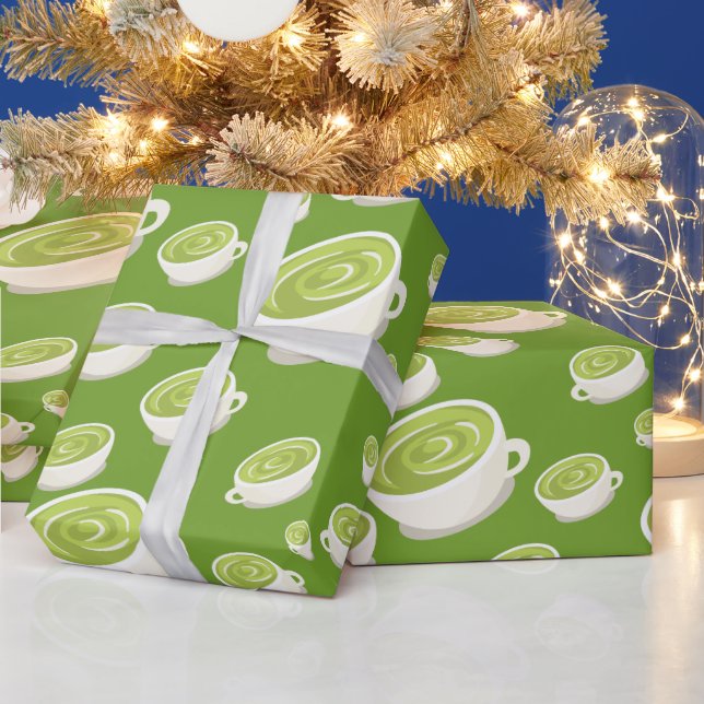 Papel De Presente Matcha Latte padrão fofo de amor (Feriados)