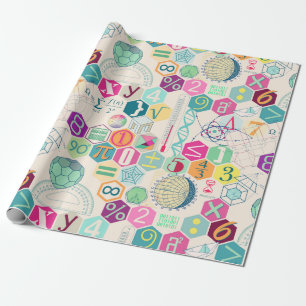Papel De Presente Matemática em cores (rosa)