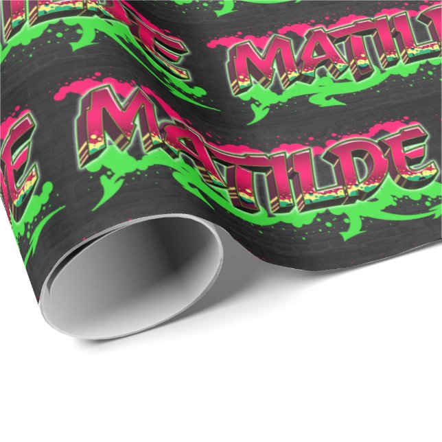 Papel De Presente Matilde Vorname Name Graffiti red green (Ponta do rolo)