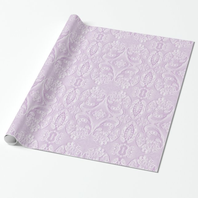 Papel De Presente Matizes do laço do ornamentado da lavanda (Desenrolado)