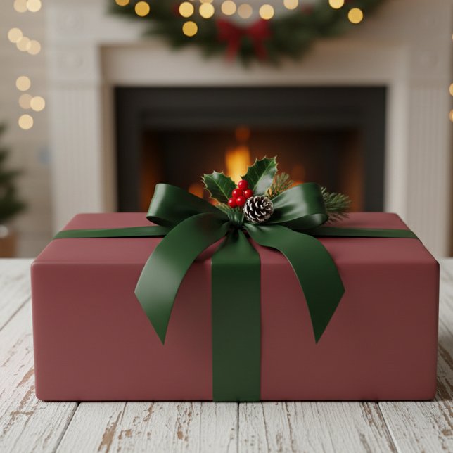 Papel De Presente Matte Burgundy Wrapping Paper Roll - Elegant Solid (Criador carregado)