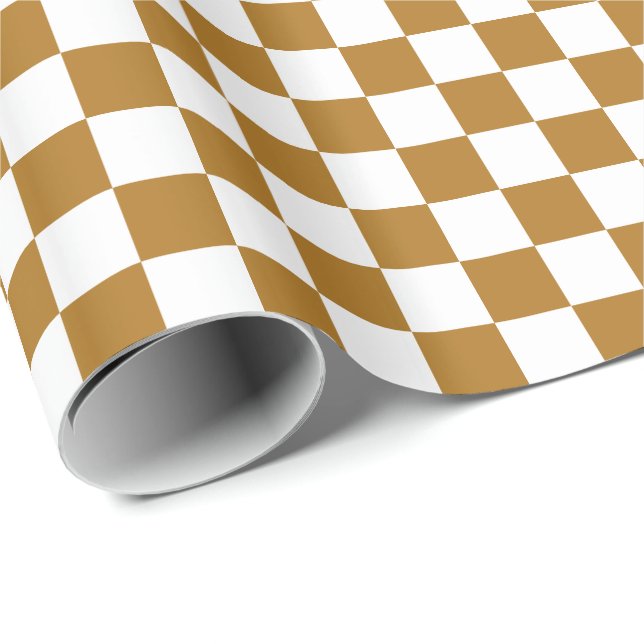 Papel De Presente Matte Dourado e branco verificado (Ponta do rolo)