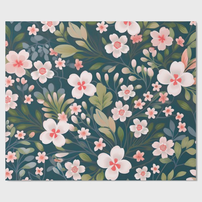 Papel De Presente Matte Floral Wrapping Paper – Elegant Flower  (Aberto)