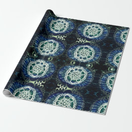 Papel De Presente Matte Wraptor Paper, White Blue Mandala